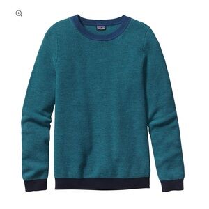 Women’s Medium Patagonia Waffle Knit Teal Sweater with Navy Accents